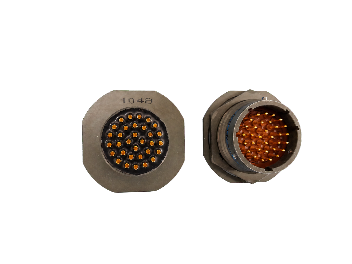 Filtered circular connectors, front contact view